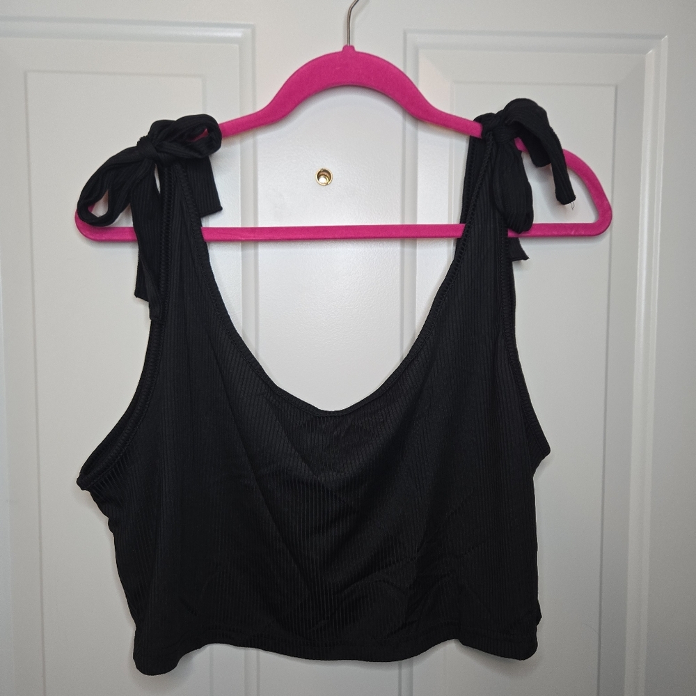 Shein Curve Ribbed Crop Top, Black